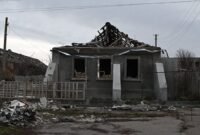 Destroyed house in Ukraine