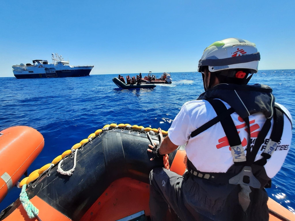 MSF staff member on raft