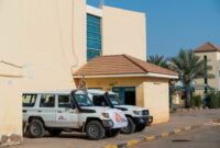 MSF cars in front of hospital