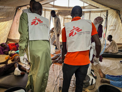A group of wounded people in Adré Hospital being treated by MSF and Ministry of Health teams in Chad.