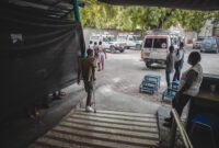 Port-au-Prince, Haiti, Monday, June 21, 2022. This ambulance prepares to transport a patient with a head injury to another health facility.