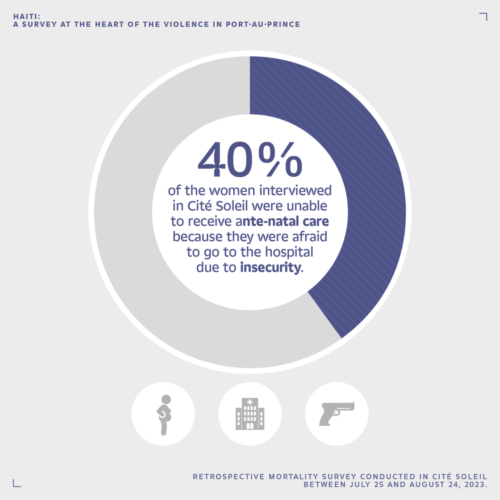 Data visualization with 40 per cent of women interviewed not able to receive  antenatal care because they were afraid to go to hospital due to insecurity. 